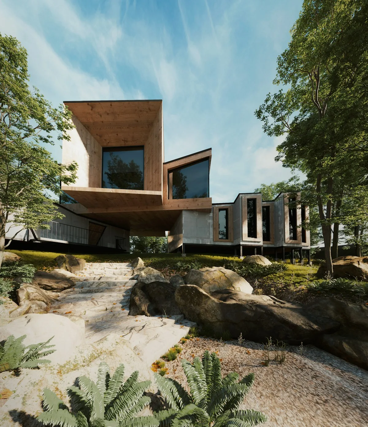 Casa em área arborizada em imagem ilustrativa